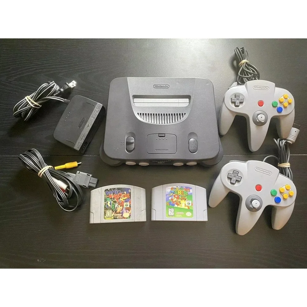 Nintendo 64 Console System Bundle 2 Controllers Banjo Kazooie Super Mario 64 N64